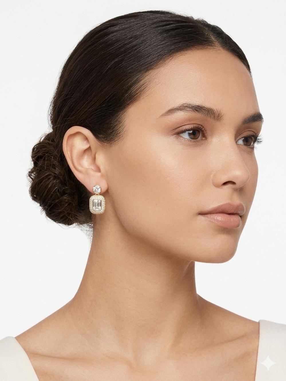 Rachel Zoe 18k Gold Plated CZ Drop Earrings 3/4” NWT $100
